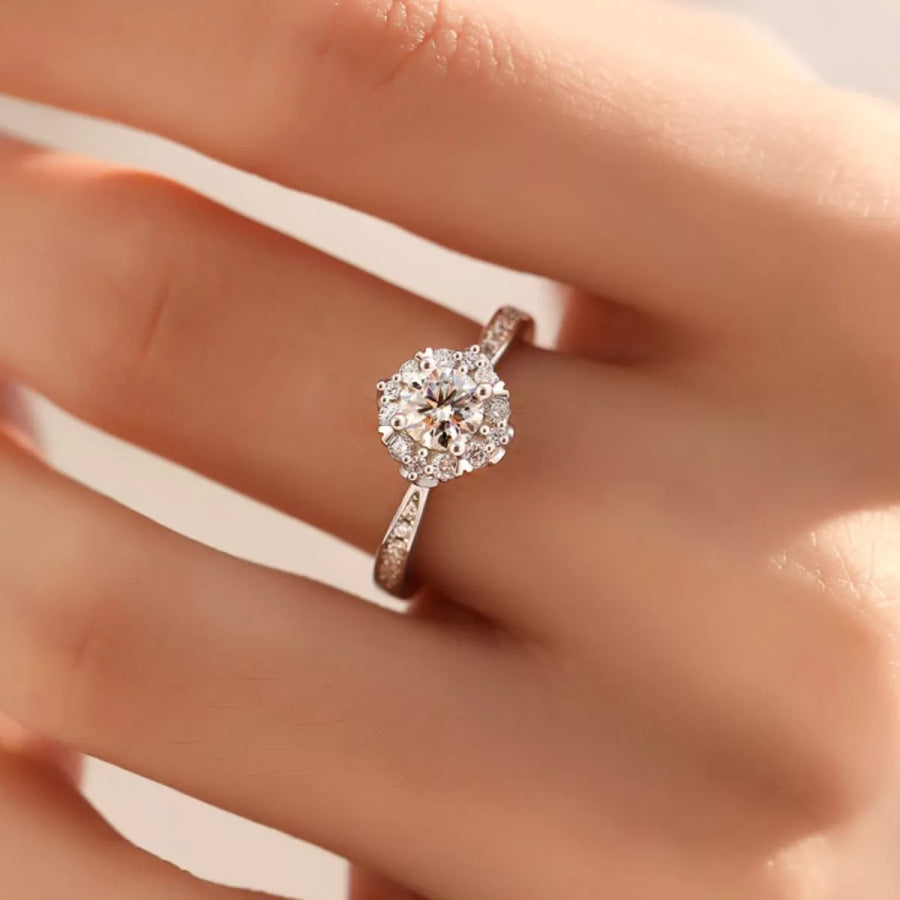 1 Carat 925 Sterling Silver Moissanite Ring Silver / One Size Apparel and Accessories