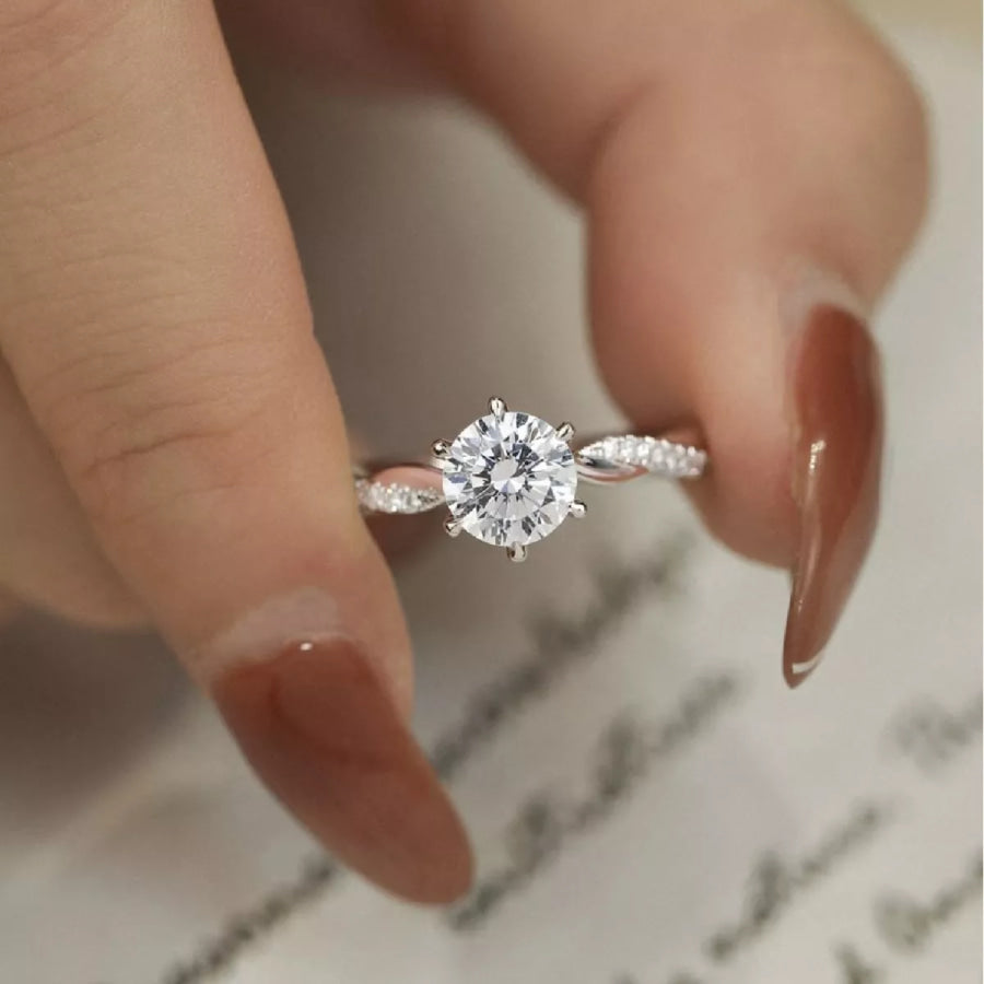 1 Carat 925 Sterling Silver Moissanite Ring Silver / One Size Apparel and Accessories