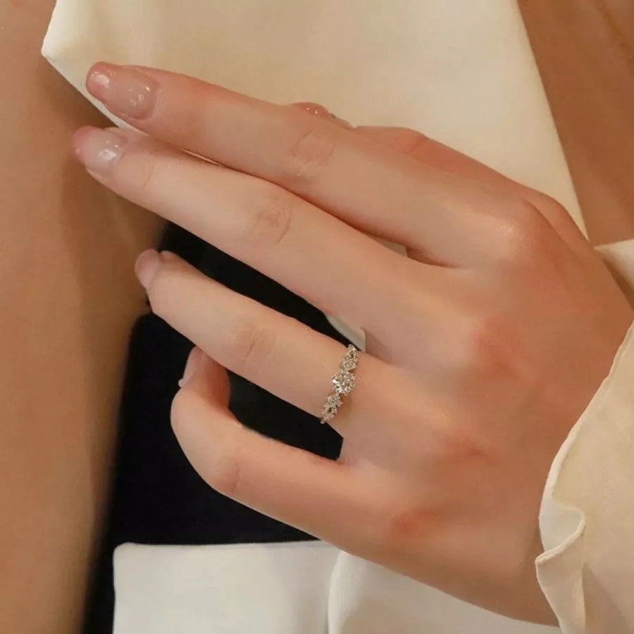 1 Carat 925 Sterling Silver Moissanite Ring Silver / One Size Apparel and Accessories