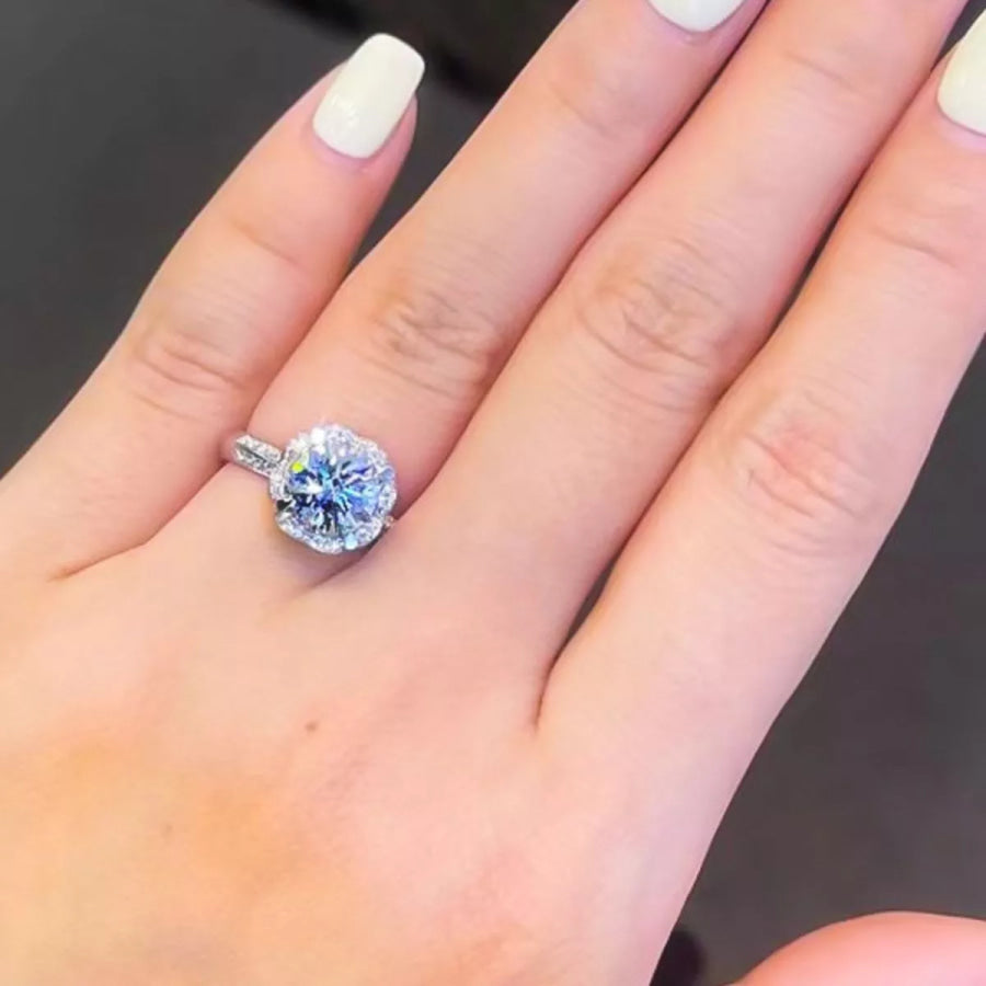 1 Carat 925 Sterling Silver Moissanite Ring Silver / One Size Apparel and Accessories