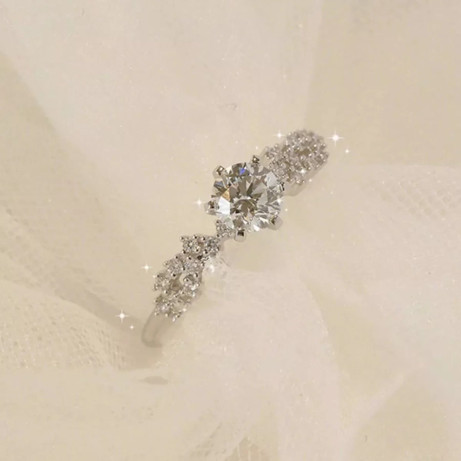 1 Carat 925 Sterling Silver Moissanite Ring Silver / One Size Apparel and Accessories