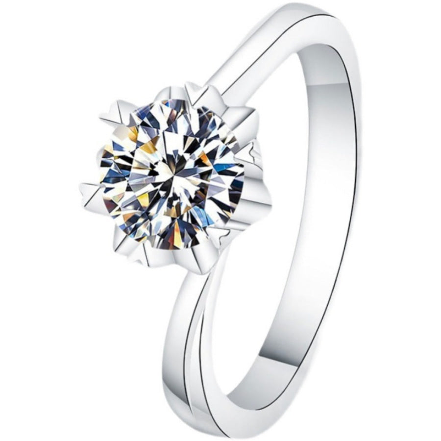 1 Carat 925 Sterling Silver Moissanite Ring Silver / One Size Apparel and Accessories