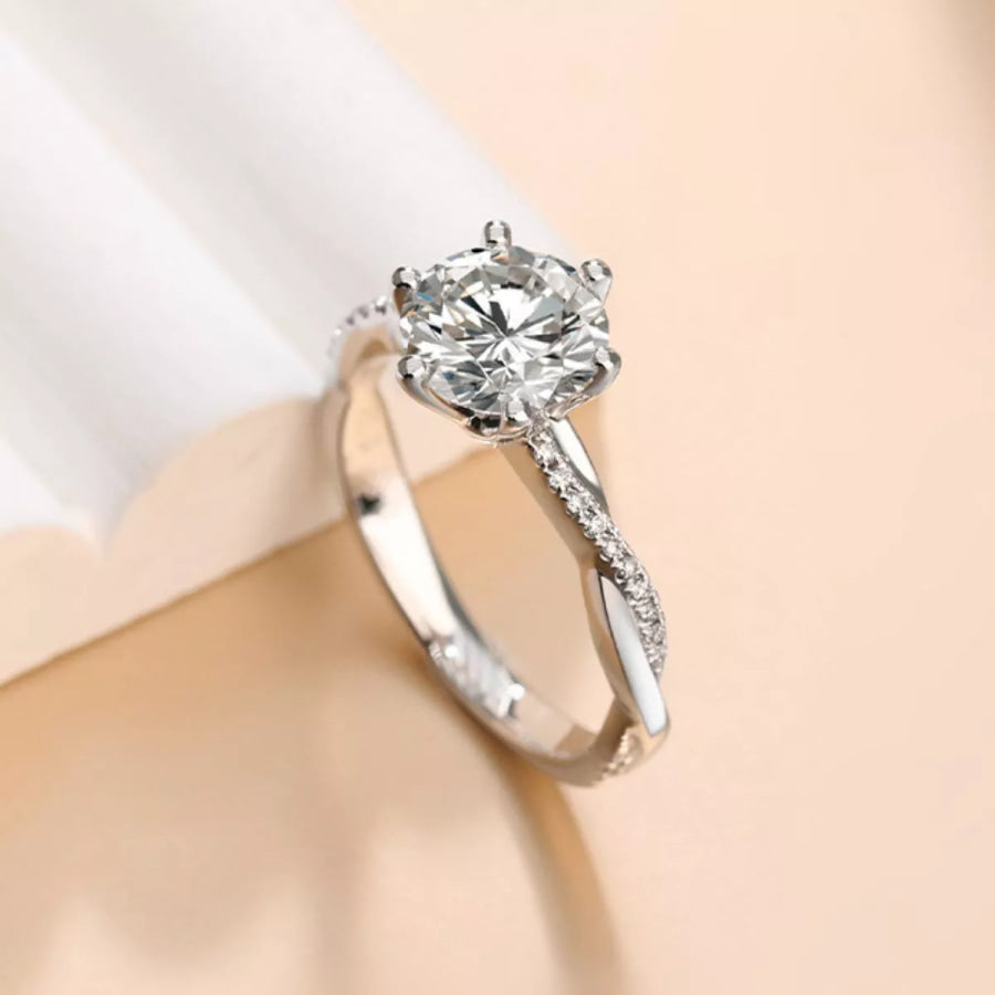 1 Carat 925 Sterling Silver Moissanite Ring Silver / One Size Apparel and Accessories