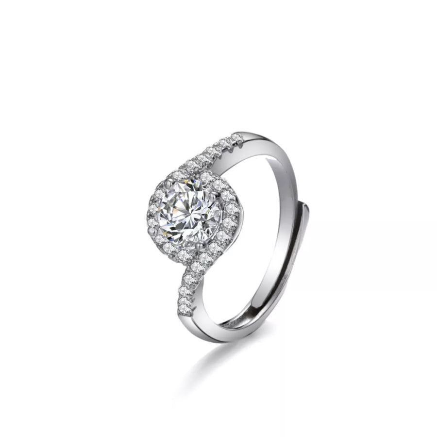 1 Carat 925 Sterling Silver Moissanite Ring Silver / One Size Apparel and Accessories