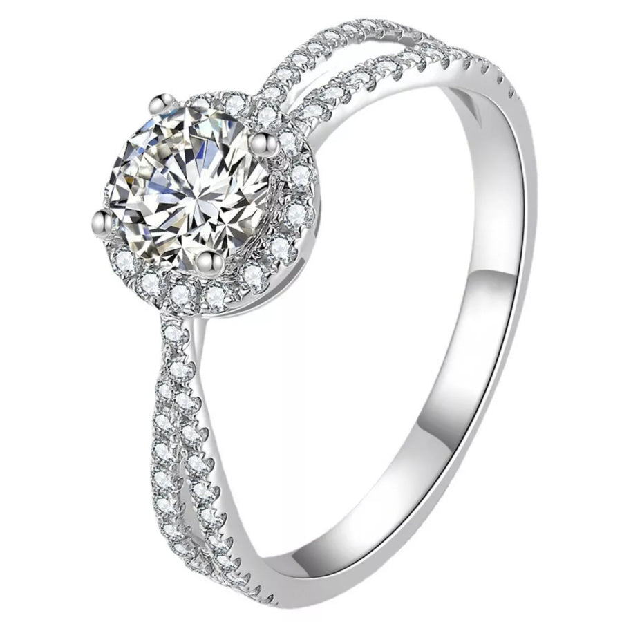 1 Carat 925 Sterling Silver Moissanite Ring Silver / One Size Apparel and Accessories