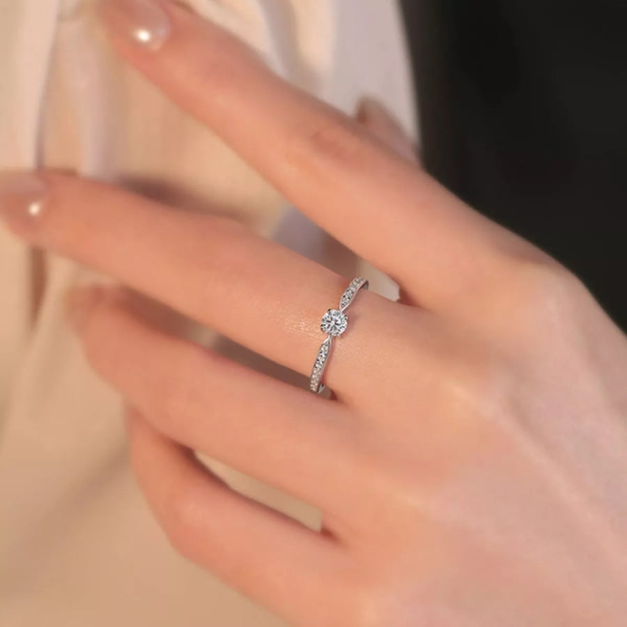 1 Carat 925 Sterling Silver Moissanite Ring Silver / One Size Apparel and Accessories