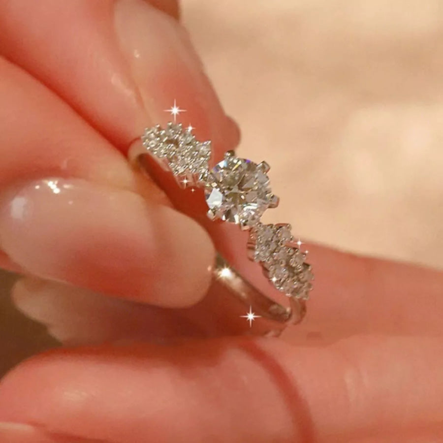 1 Carat 925 Sterling Silver Moissanite Ring Silver / One Size Apparel and Accessories