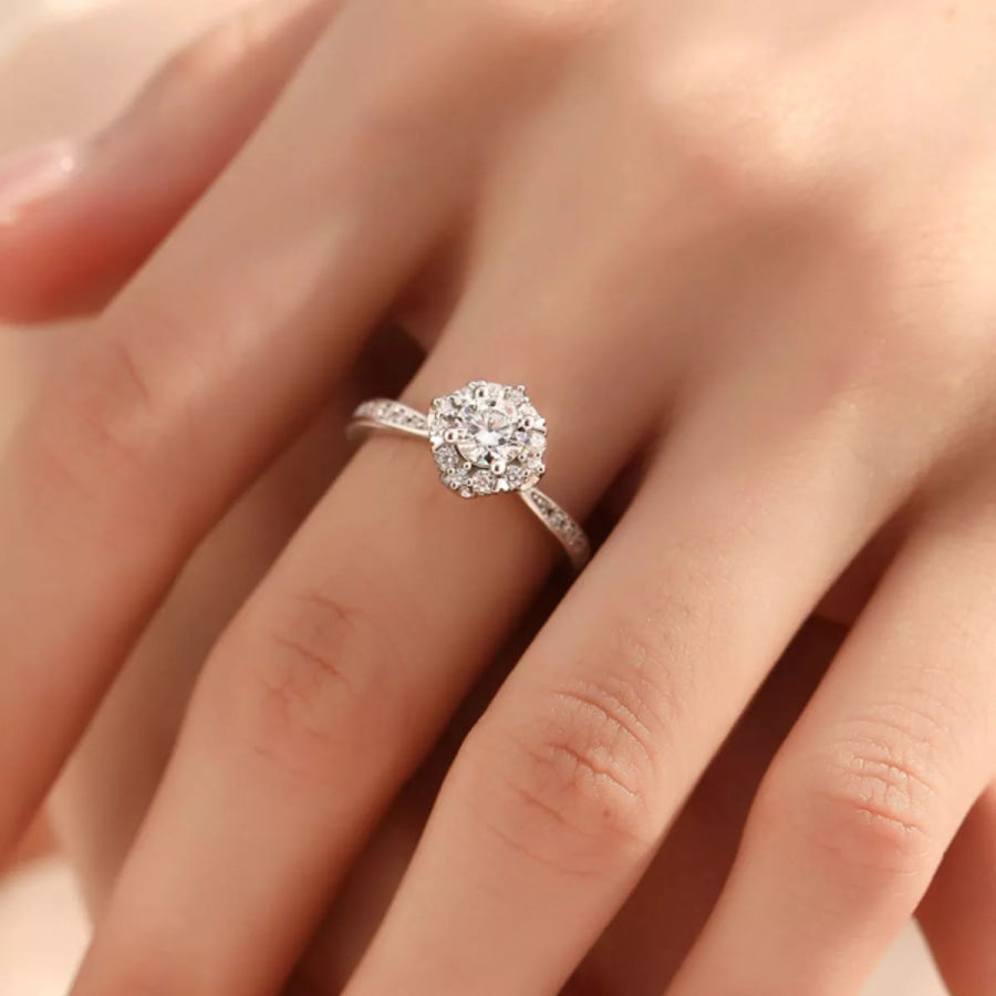 1 Carat 925 Sterling Silver Moissanite Ring Silver / One Size Apparel and Accessories