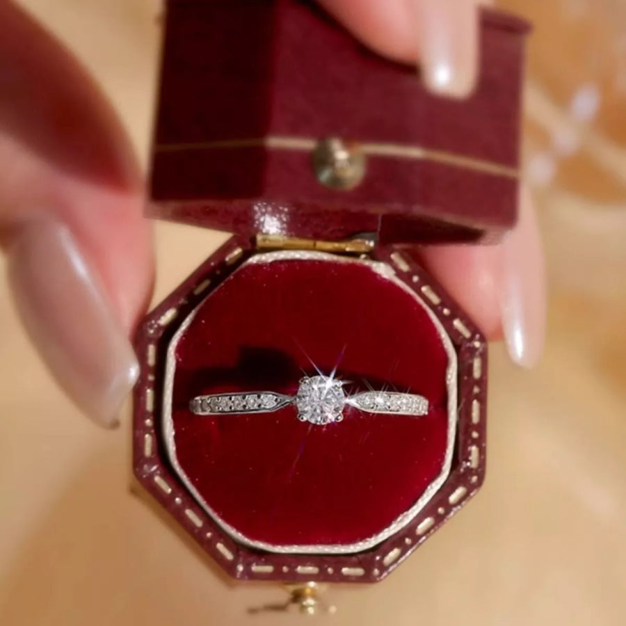 1 Carat 925 Sterling Silver Moissanite Ring Silver / One Size Apparel and Accessories