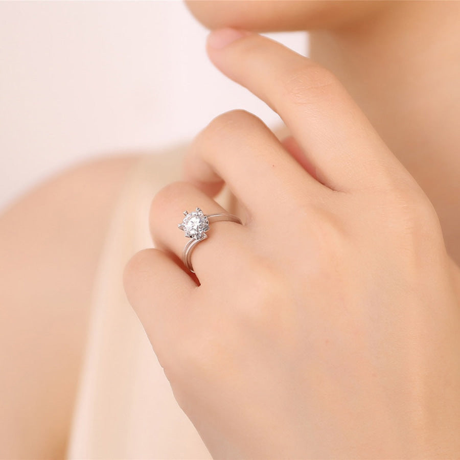 1 Carat 925 Sterling Silver Moissanite Ring Silver / One Size Apparel and Accessories