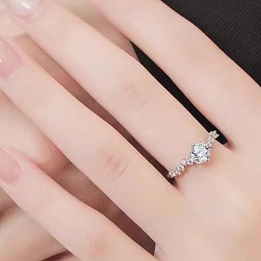 1 Carat 925 Sterling Silver Moissanite Ring Silver / One Size Apparel and Accessories