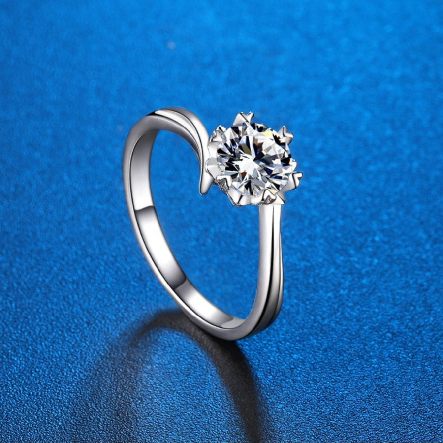1 Carat 925 Sterling Silver Moissanite Ring Silver / One Size Apparel and Accessories