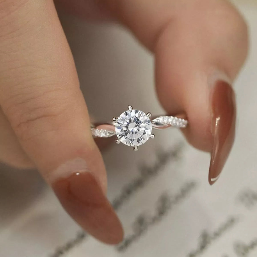 1 Carat 925 Sterling Silver Moissanite Ring Silver / One Size Apparel and Accessories