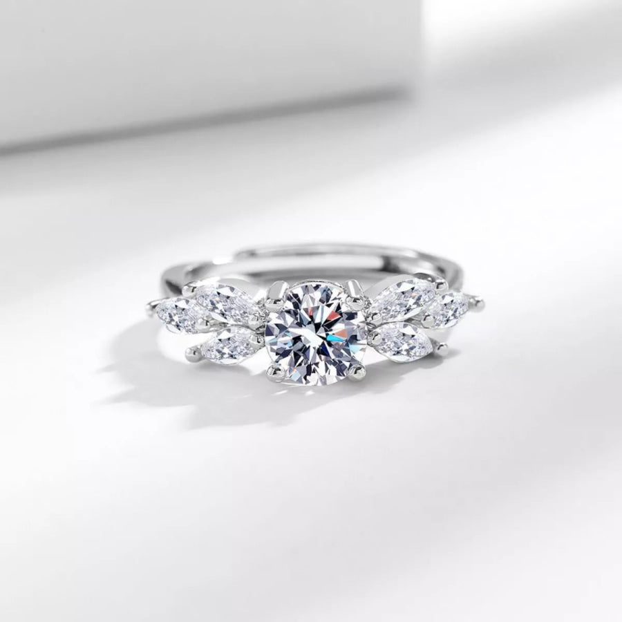 1 Carat 925 Sterling Silver Moissanite Ring Silver / One Size Apparel and Accessories
