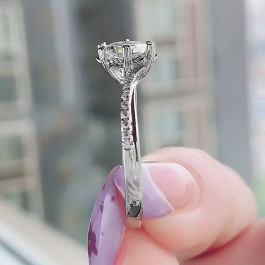 1 Carat 925 Sterling Silver Moissanite Ring Silver / One Size Apparel and Accessories