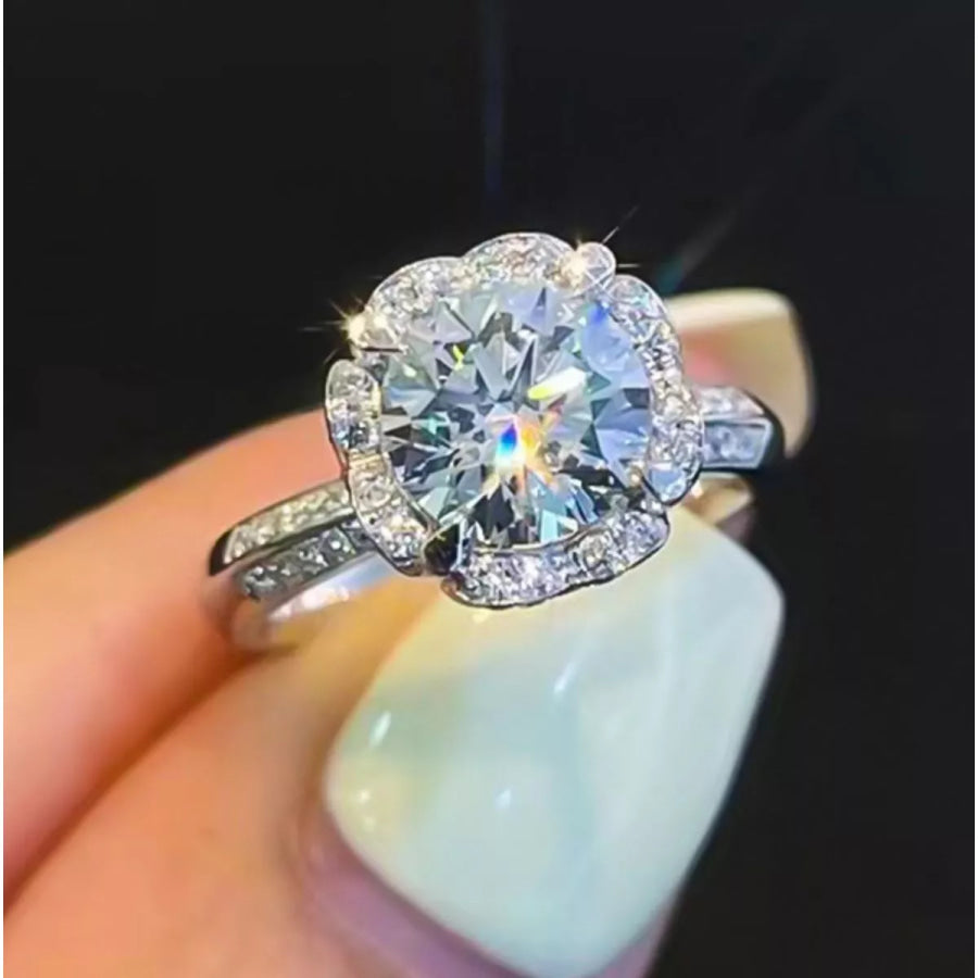 1 Carat 925 Sterling Silver Moissanite Ring Silver / One Size Apparel and Accessories