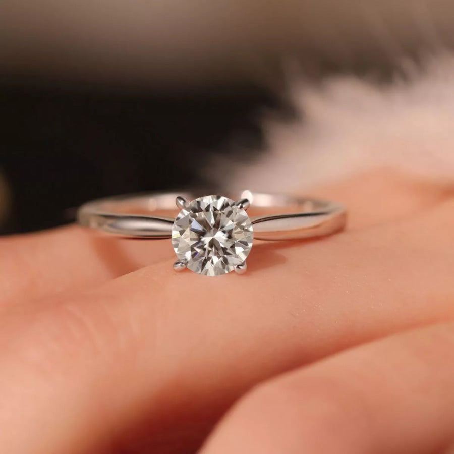 1 Carat 925 Sterling Silver Moissanite Ring Silver / One Size Apparel and Accessories
