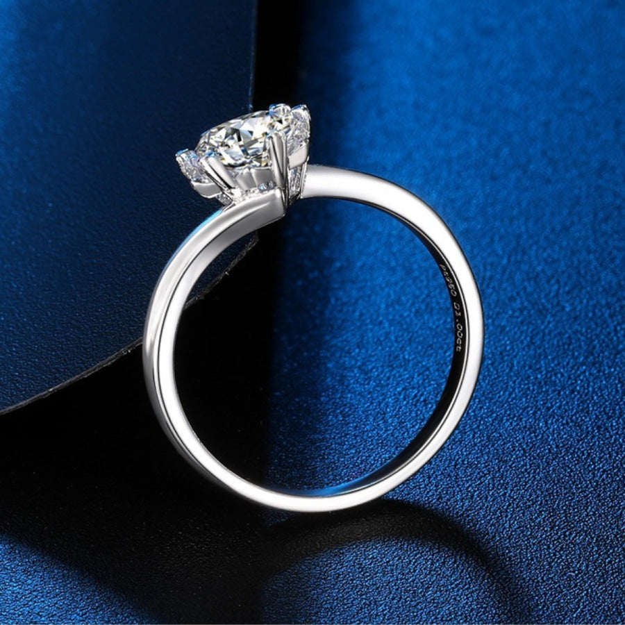 1 Carat 925 Sterling Silver Moissanite Ring Silver / One Size Apparel and Accessories