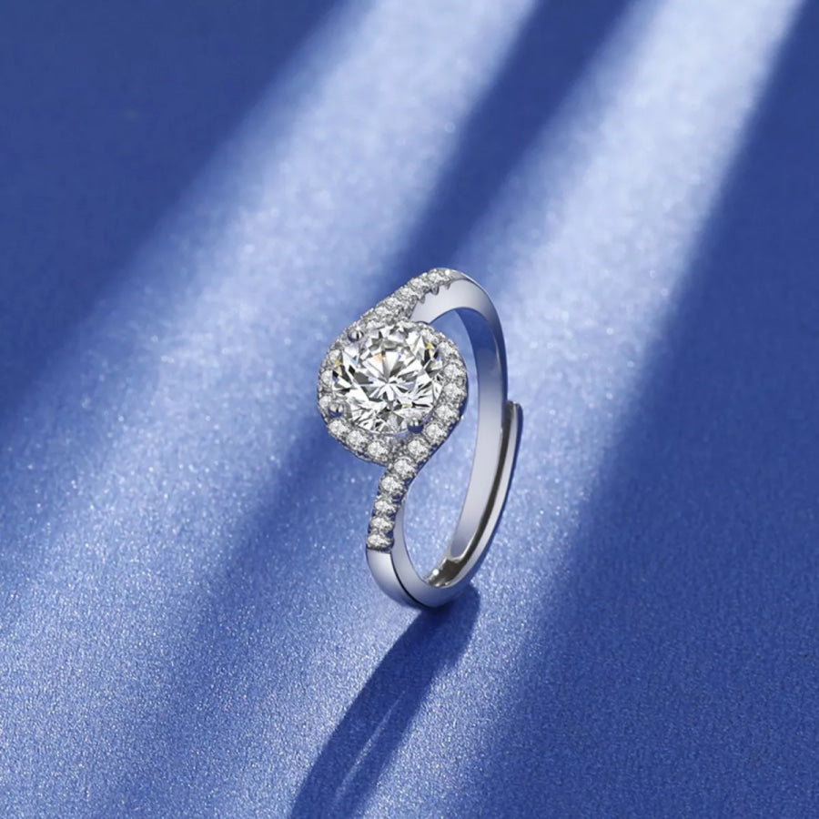 1 Carat 925 Sterling Silver Moissanite Ring Silver / One Size Apparel and Accessories