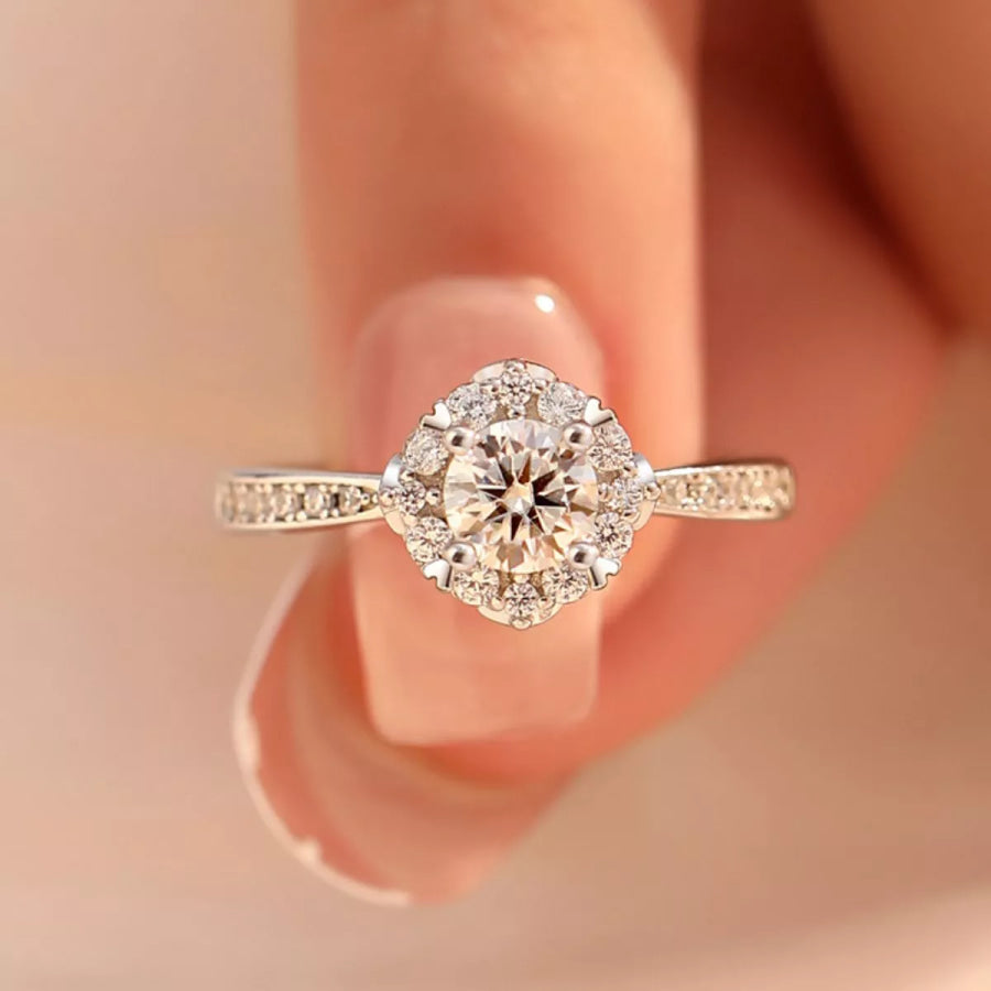 1 Carat 925 Sterling Silver Moissanite Ring Silver / One Size Apparel and Accessories