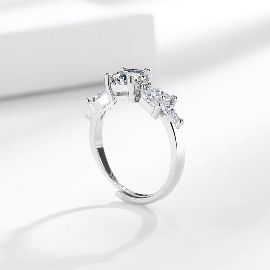 1 Carat 925 Sterling Silver Moissanite Ring Silver / One Size Apparel and Accessories