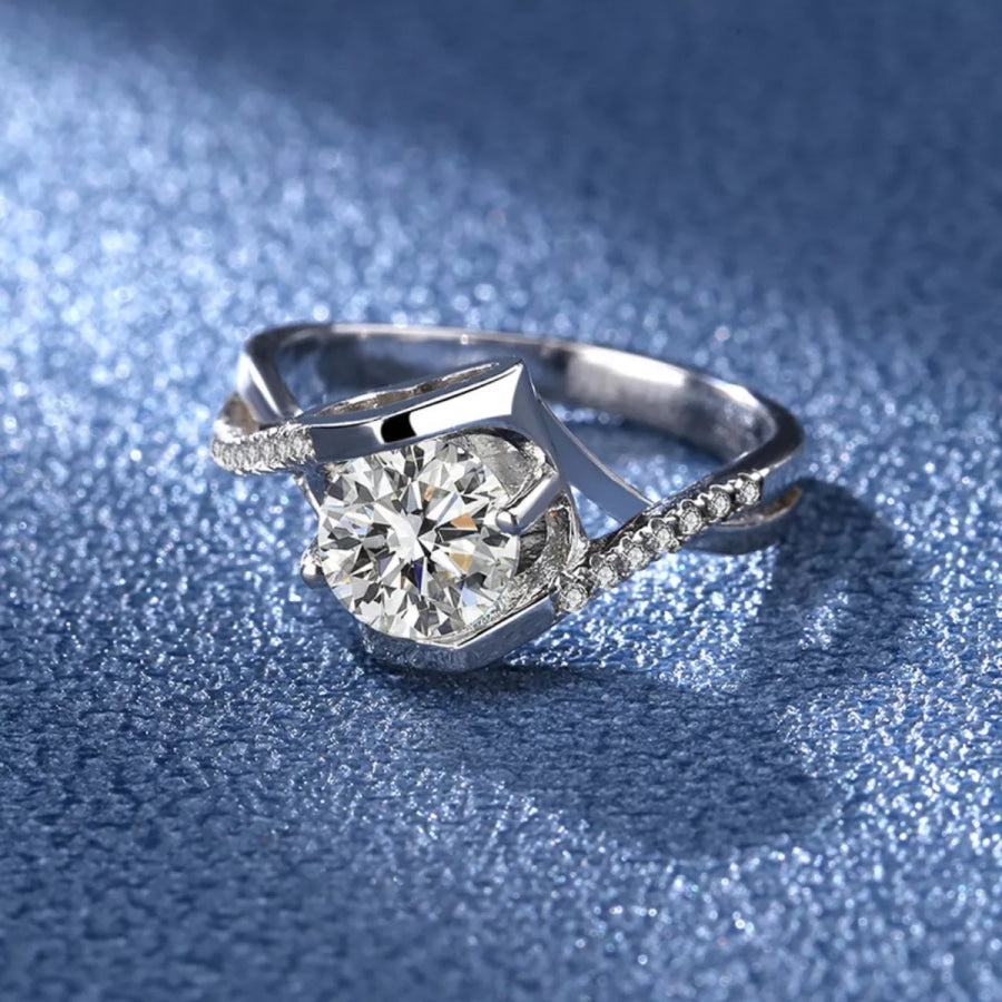 1 Carat 925 Sterling Silver Moissanite Ring Silver / One Size Apparel and Accessories