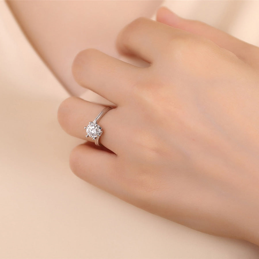 1 Carat 925 Sterling Silver Moissanite Ring Silver / One Size Apparel and Accessories