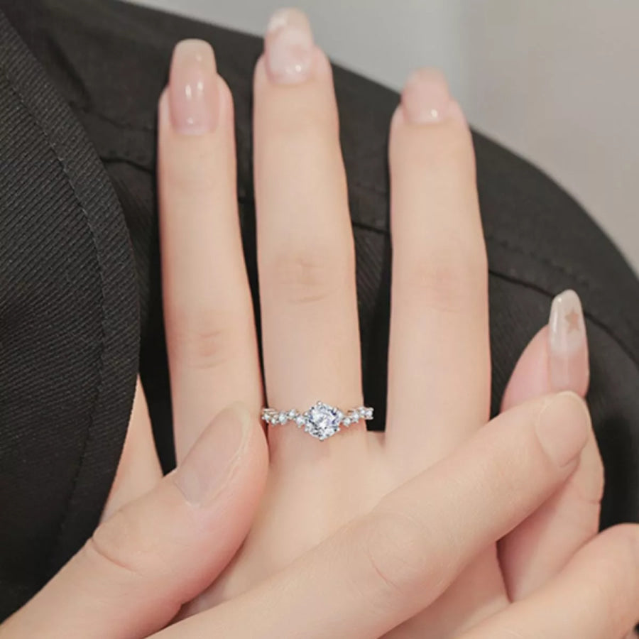 1 Carat 925 Sterling Silver Moissanite Ring Silver / One Size Apparel and Accessories