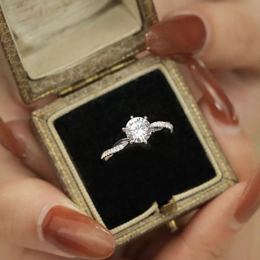 1 Carat 925 Sterling Silver Moissanite Ring Silver / One Size Apparel and Accessories