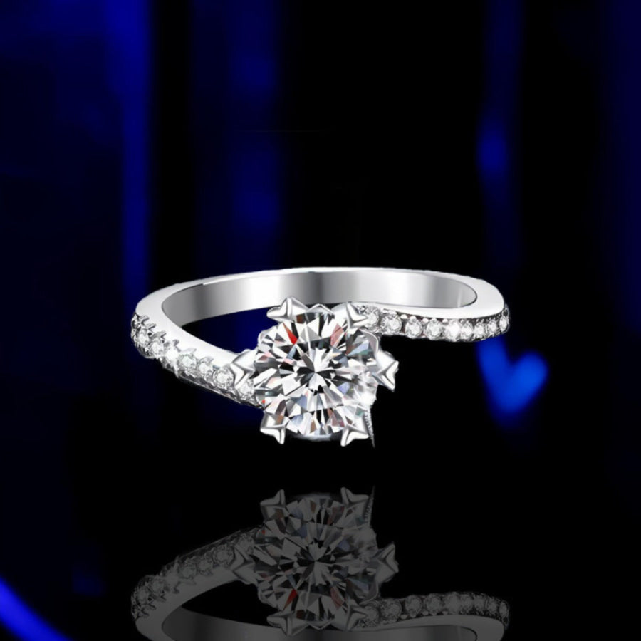 1 Carat 925 Sterling Silver Moissanite Ring Silver / One Size Apparel and Accessories