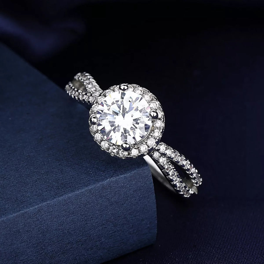 1 Carat 925 Sterling Silver Moissanite Ring Silver / One Size Apparel and Accessories