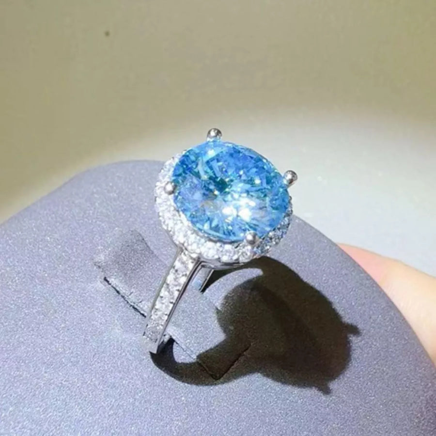 1 Carat 925 Sterling Silver Moissanite Ring Sky Blue / One Size Apparel and Accessories