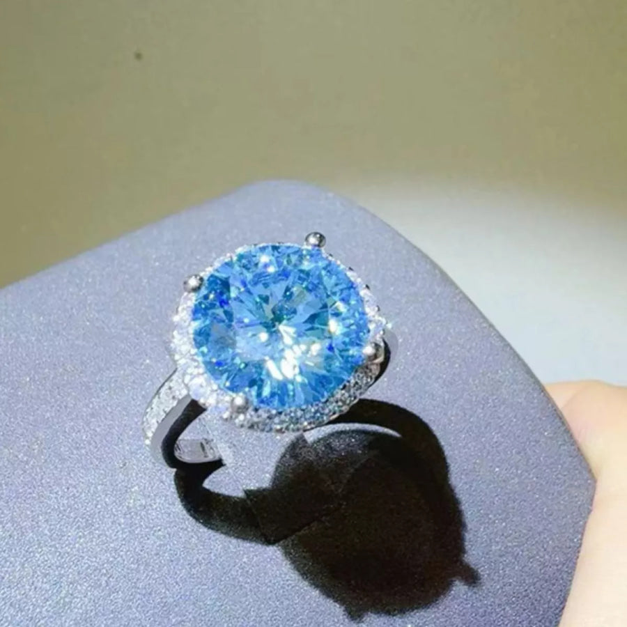 1 Carat 925 Sterling Silver Moissanite Ring Sky Blue / One Size Apparel and Accessories