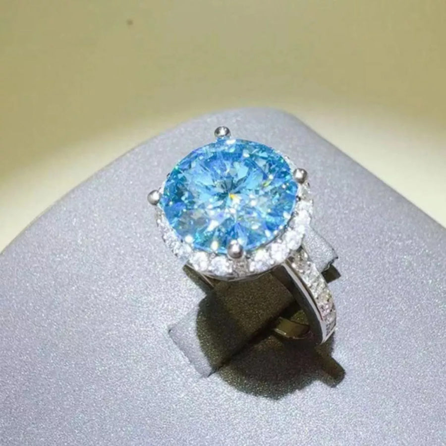 1 Carat 925 Sterling Silver Moissanite Ring Sky Blue / One Size Apparel and Accessories