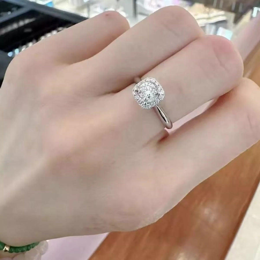 1 Carat 925 Sterling Silver Moissanite Square Ring Silver / One Size Apparel and Accessories