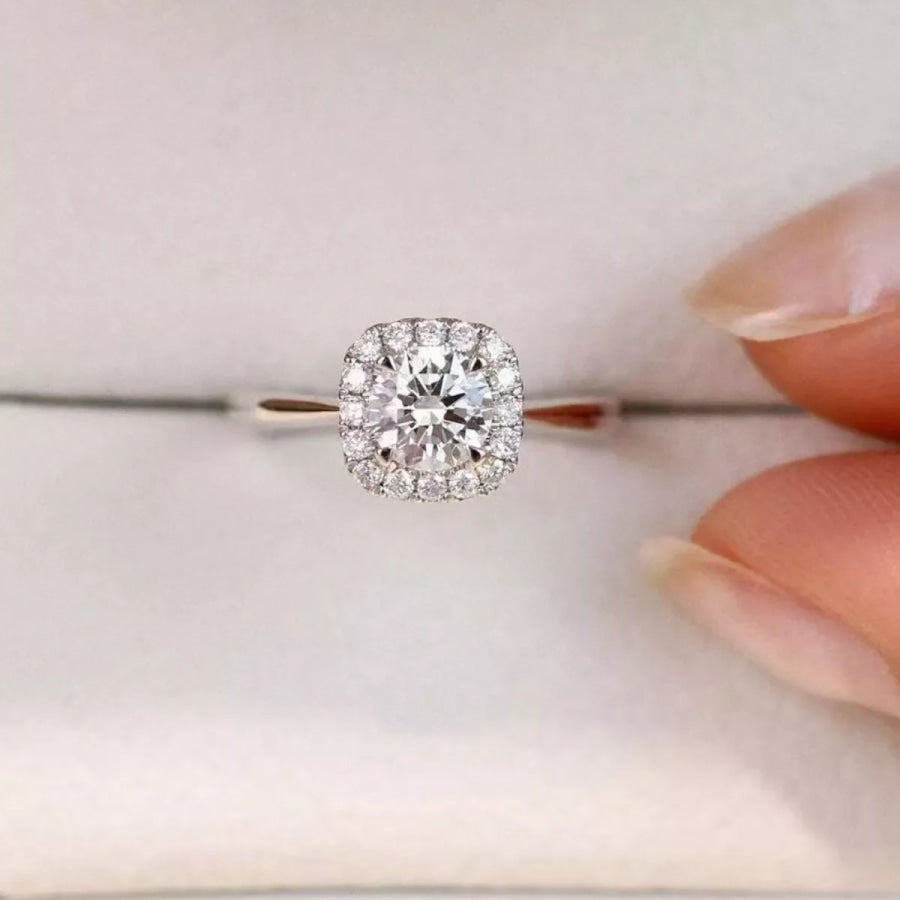 1 Carat 925 Sterling Silver Moissanite Square Ring Silver / One Size Apparel and Accessories