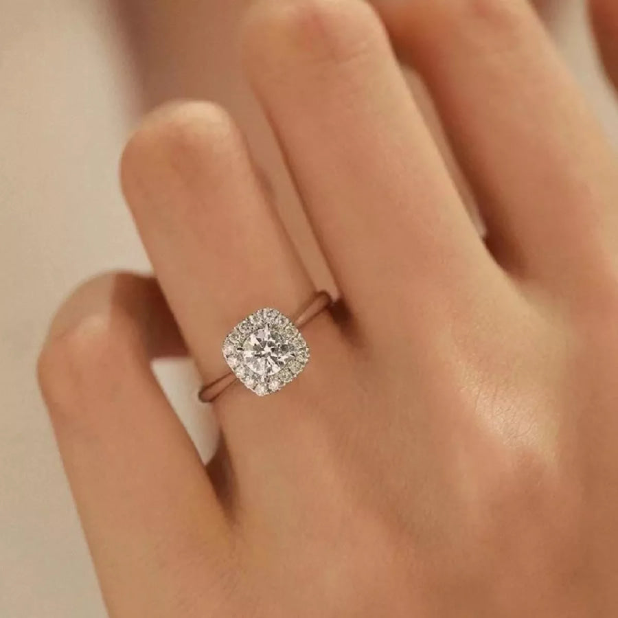 1 Carat 925 Sterling Silver Moissanite Square Ring Silver / One Size Apparel and Accessories