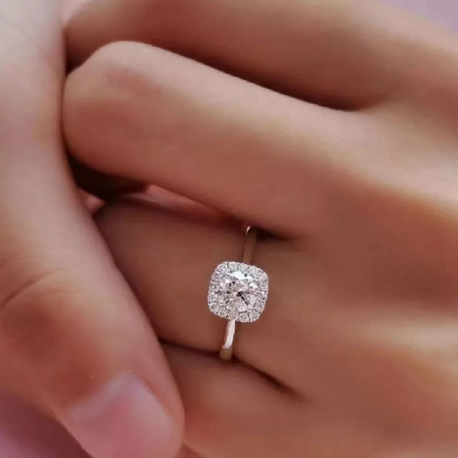 1 Carat 925 Sterling Silver Moissanite Square Ring Silver / One Size Apparel and Accessories