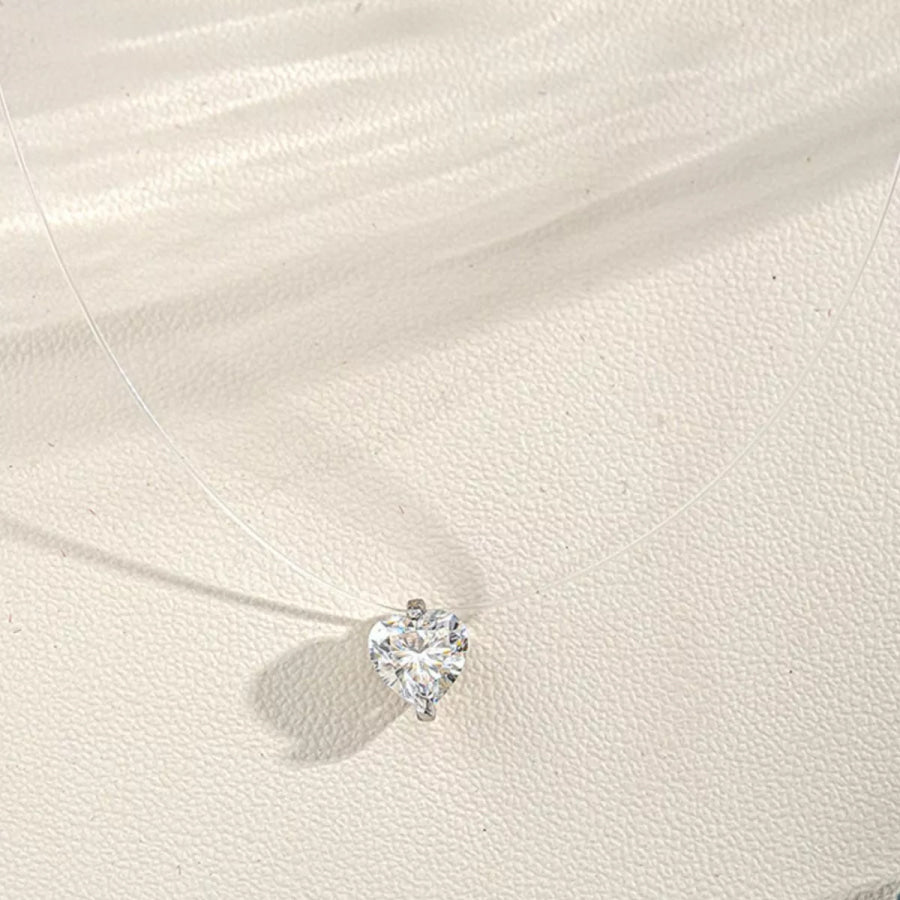 1 Carat Heart-Shaped Pendant Necklace Silver / onesize Apparel and Accessories