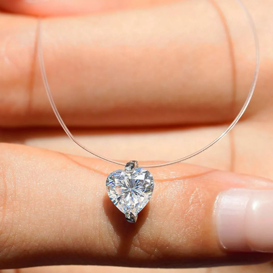 1 Carat Heart-Shaped Pendant Necklace Silver / onesize Apparel and Accessories