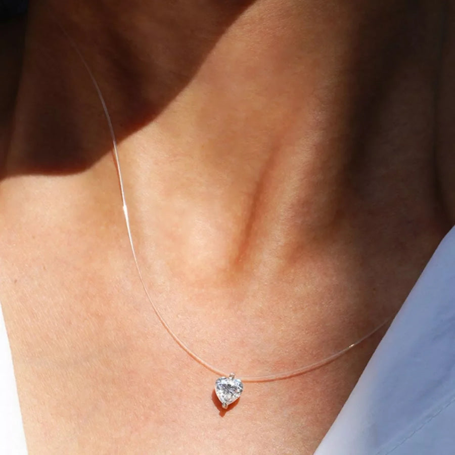 1 Carat Heart-Shaped Pendant Necklace Silver / onesize Apparel and Accessories