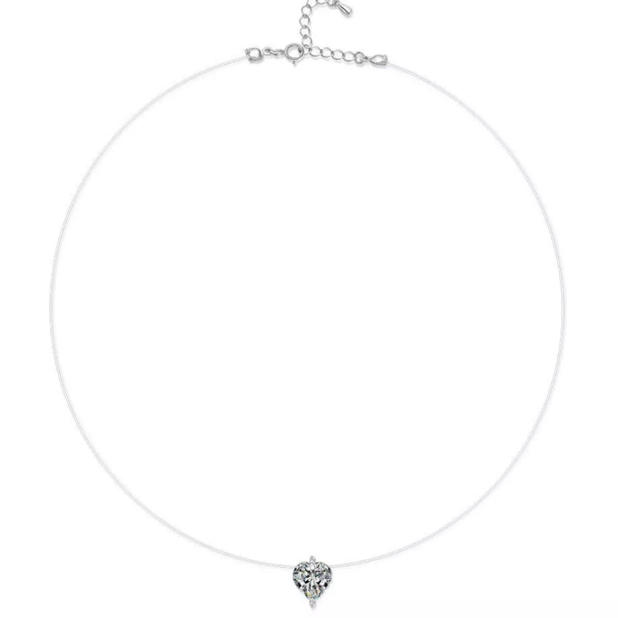 1 Carat Heart-Shaped Pendant Necklace Silver / onesize Apparel and Accessories