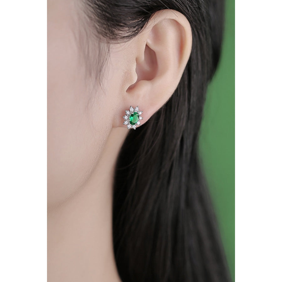 1 Carat Lab-Grown Emerald Stud Earrings Mid Green / One Size