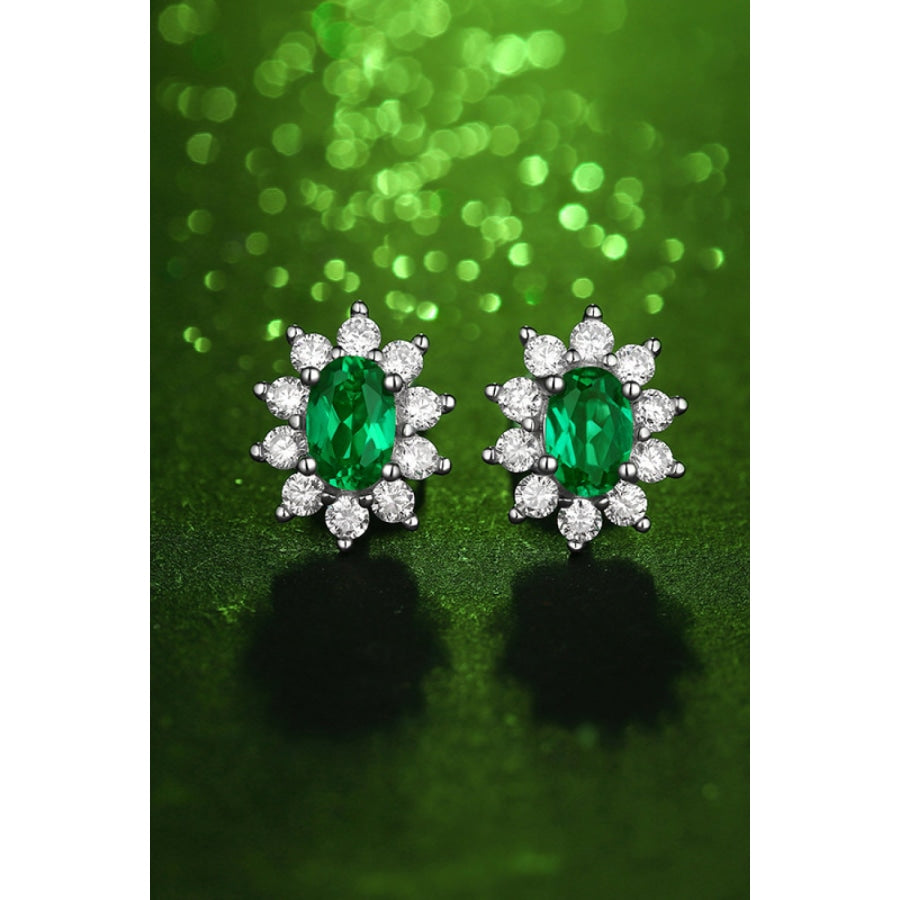 1 Carat Lab-Grown Emerald Stud Earrings Mid Green / One Size