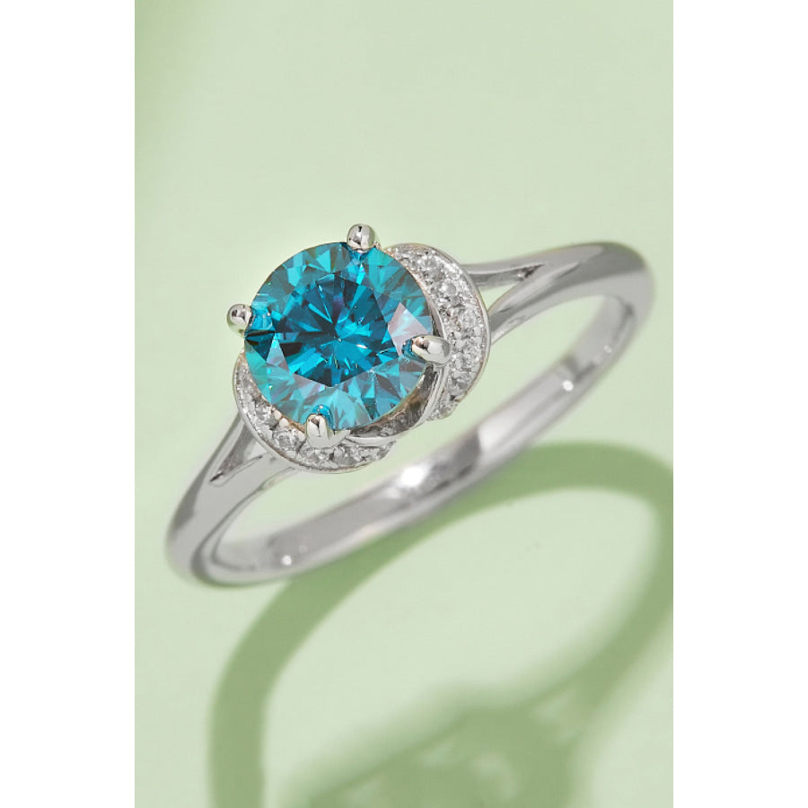 1 Carat Moissanite 4-Prong 925 Sterling Silver Ring Sky Blue / 4.5