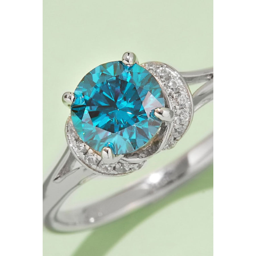 1 Carat Moissanite 4-Prong 925 Sterling Silver Ring Sky Blue / 4.5