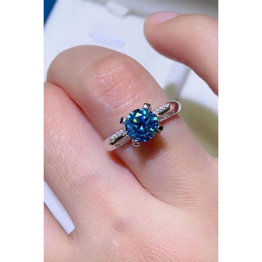 1 Carat Moissanite 4-Prong Ring Sky Blue / 5