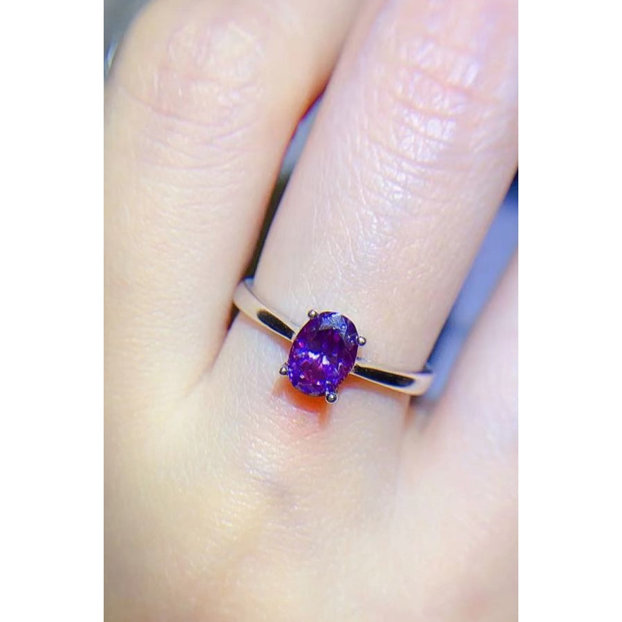 1 Carat Moissanite 4-Prong Solitaire Ring Purple / 5