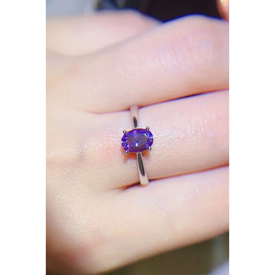 1 Carat Moissanite 4-Prong Solitaire Ring Purple / 5