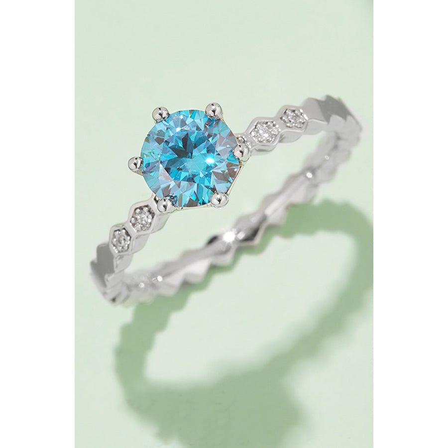 1 Carat Moissanite 6-Prong 925 Sterling Silver Ring Sky Blue / 4.5
